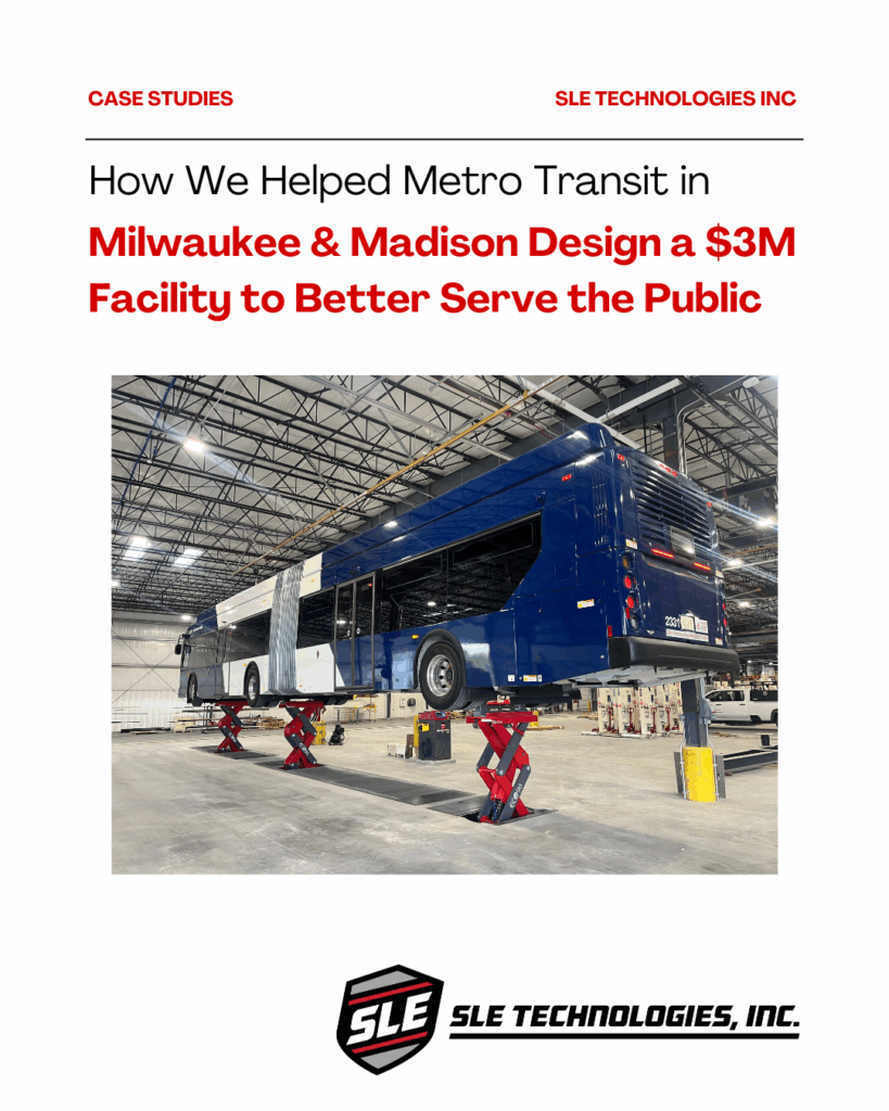 a graphic with a picture of a bus on a Stertil-Koni lift