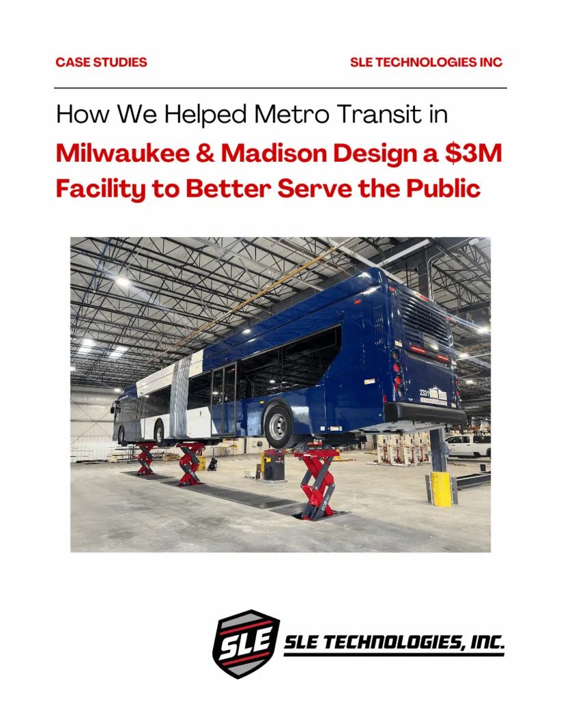a graphic with a picture of a bus on a Stertil-Koni lift